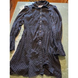 Double D ranch black smocked top button down dress sz Medium
